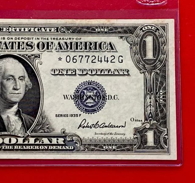 1935F STAR NOTE  $1 Dollar Silver Certificate (Blue Seal) Uncirculated