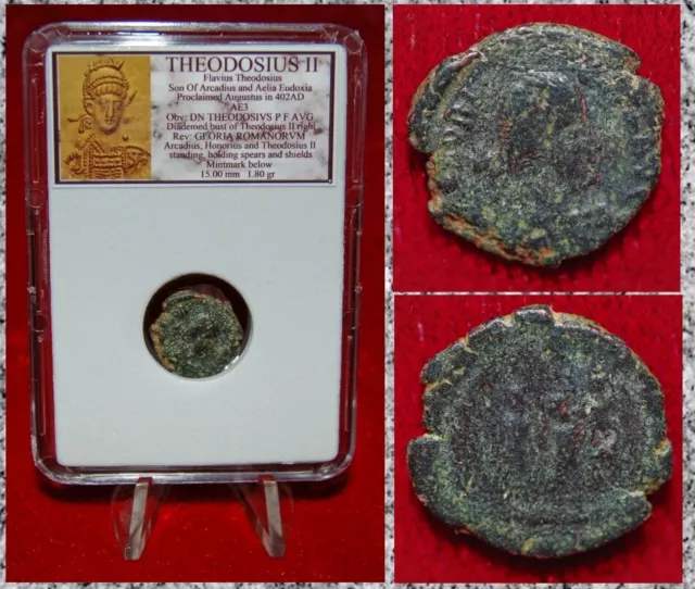 ANCIENT ROMAN EMPIRE Coin Of THEODOSIUS II Three Emperors With Spears ...