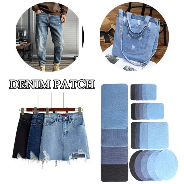 5pcs DIY Design Aufbügeln Denim Stoff Flicken Bekleidung Jeans Reparatur Heiße ☀