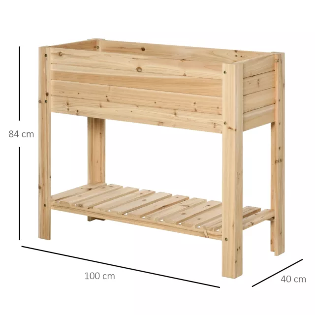 Outsunny Wooden Raised Garden Bed Plant Stand Box with Clapboard 100 x 40 x 84cm 3