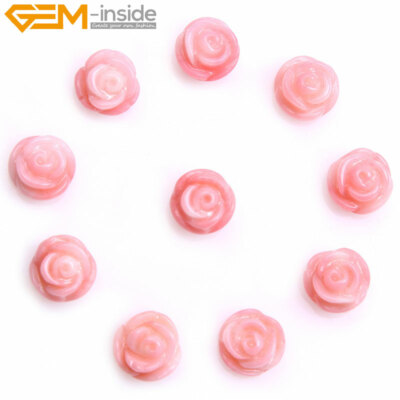 Corallo Intagliato a metà FORATO Fiore Pietra Loose Beads per Orecchino Gioielli Making 