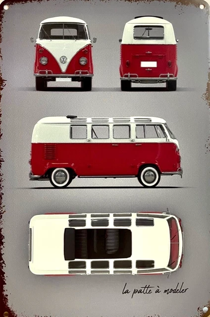 Bus VW Metal Wall Sign 12" x 8"