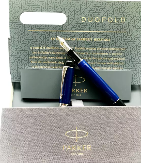 PARKER DUOFOLD CENTENIAL BLEU NOIR _MK3 NEUF_18K_ TAILLE F_,136 mm