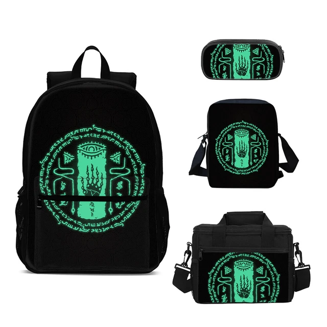 WELLFLYHOM 3-Piece Kids School Backpack Set With Lunch Box & Pencil Case - Mushroom Frog Print