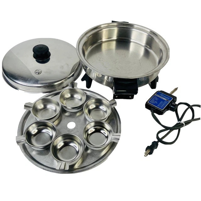 SALADMASTER 11" Electric Skillet Fry Pan 7817 Vapo Lid Egg Poacher Oil Filled SALADMASTER 11" Electric Skillet Fry Pan 7817 Vapo Lid Egg Poacher Oil Filled