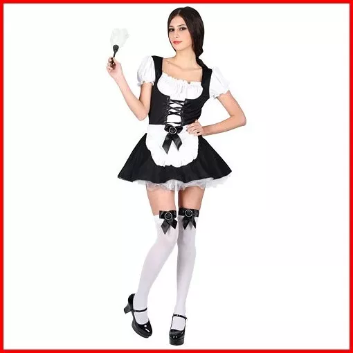 Costume Carnevale Donna Da Sexy Cameriera Vestito Abito Di Halloween Per Adulto