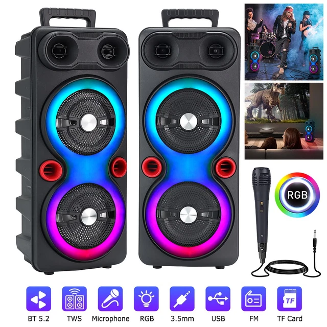 8.5& PORTABLE BLUETOOTH Party Speaker Mic Heavy Bass Wireless Subwoofer ...