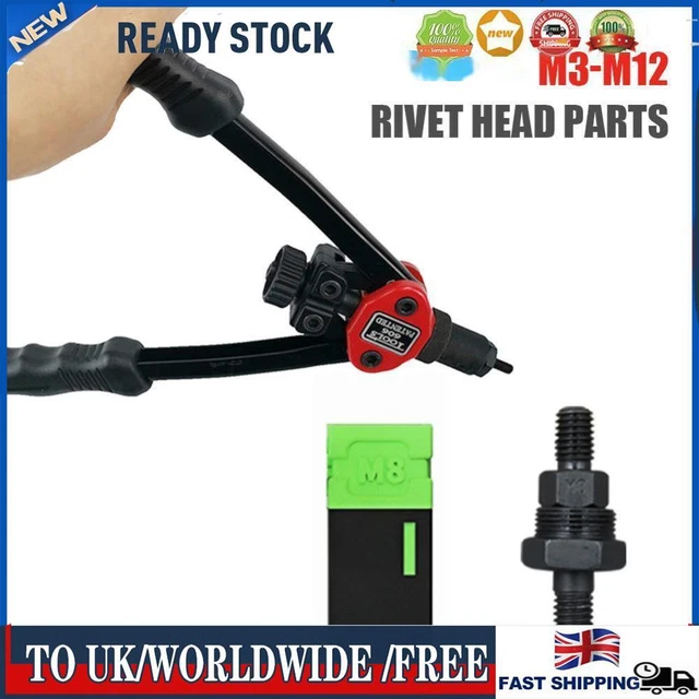 Rivets Nuts Insert Flat Head Threaded for Hand Riveter Gun Tools (M8)