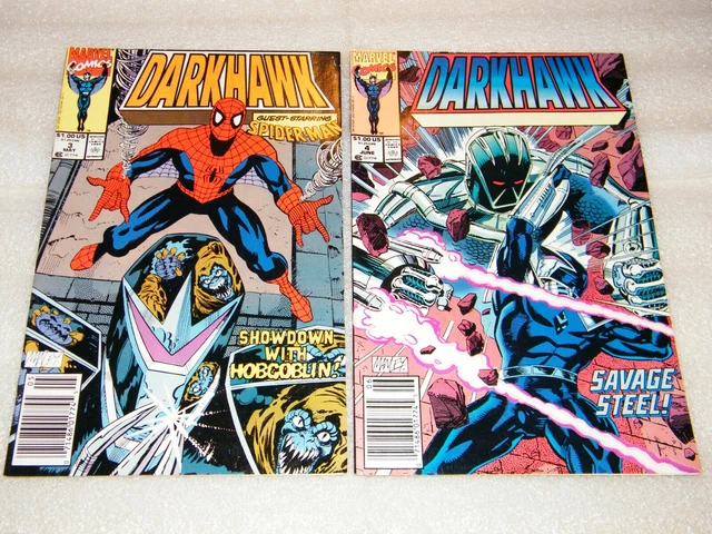 DARKHAWK # 3 & 4 Appearance SPIDERMAN 1st Savage Steel Comic MCU 1991 HOBGOBLIN