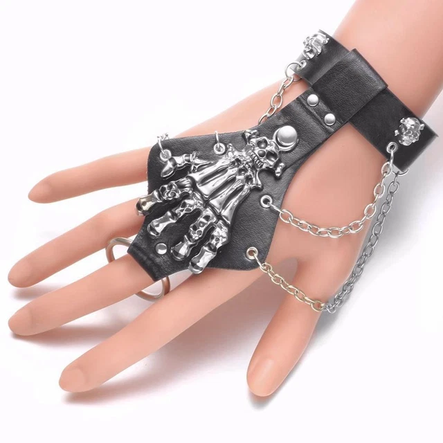 Punk Rock PU Braccialetti Lerather Skull Skeleton Steampunk Biker Jewelry