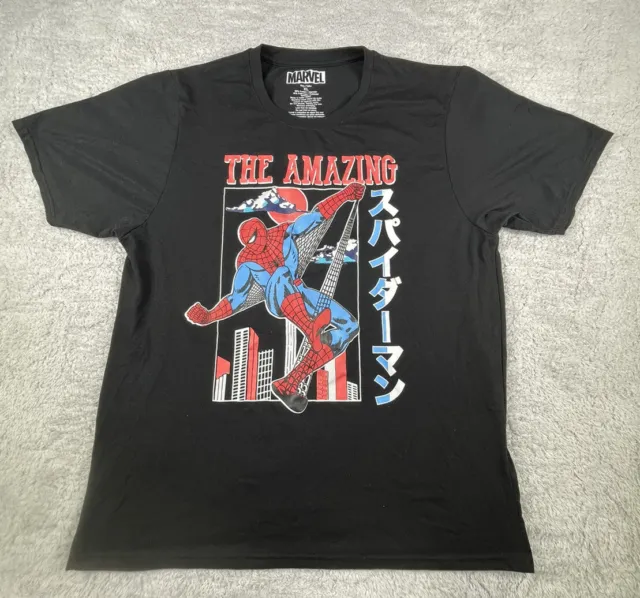 Marvel The Amazing Spiderman Kanji Japanese Graphic T Shirt Men's Size XL Black
