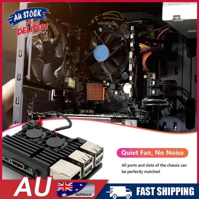 AU For Raspberry Pi 3 Model B B+ Aluminum Case Shell with Dual Cooling Fan