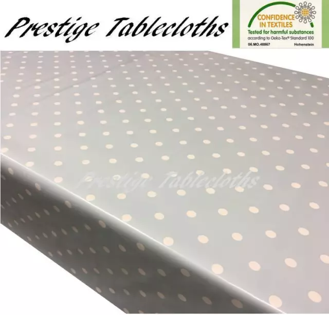 Duck Egg Blue Polka Dot Spots PVC Vinyl Wipe Clean Tablecloth Oilcloth ALL SIZES