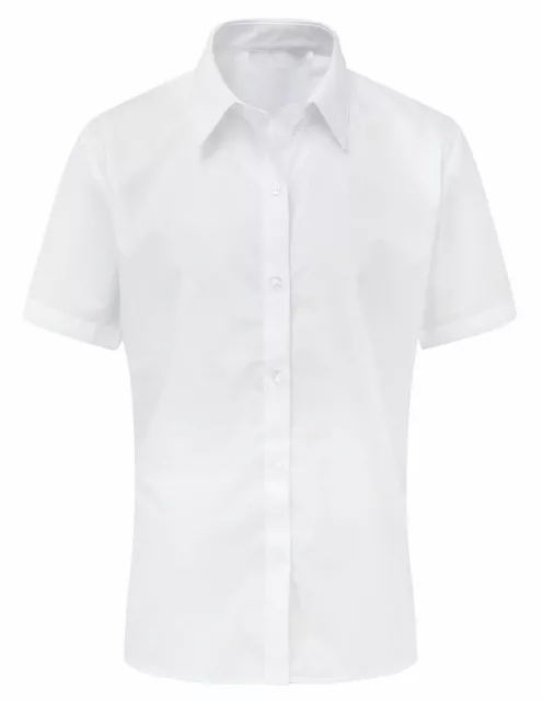 Girls School Shirt Uniform Short Sleeve White Sky Blue Age 2-18 Years NEW
