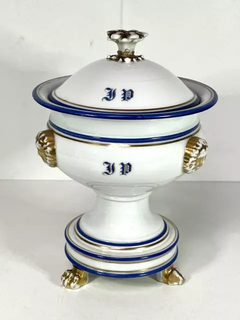 Confiturier Pot Couvert Ancien En Porcelaine De Paris Xixème