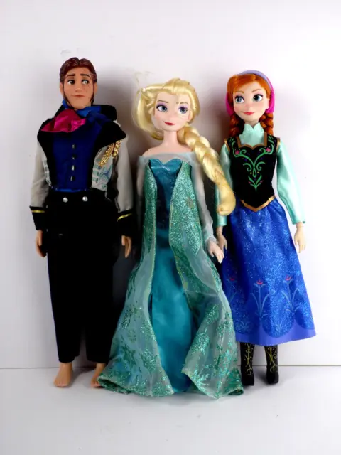 Disney Store Frozen Doll Bundle  Anna, Elsa & Hans - original Classic 12"