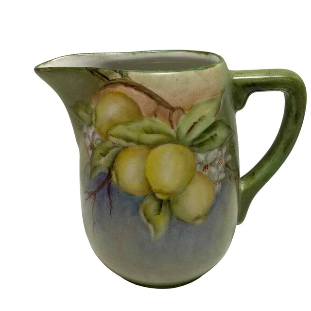 Vintage Hand Painted Floral Pitcher Artist Signed Kreuz 1967