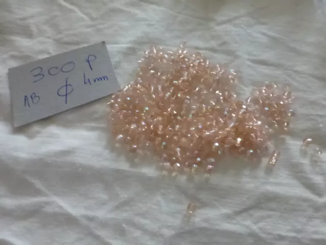 lot de 300 PERLES à facettes anciennes verre de bohème rose ab 4mm