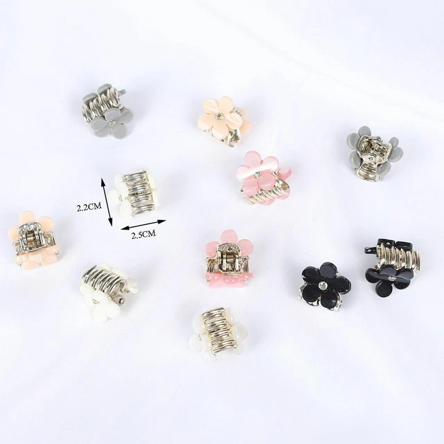 Women Flower Rhinestones Hairclip Small Crab Hair Clips Mini Claw Hairpins 6Pcs