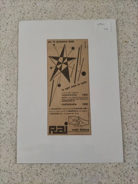Stampa Originale Anni 50 Pubblicità RAI 20x30 Cm Passione RADIO TELEVISIONE ITA