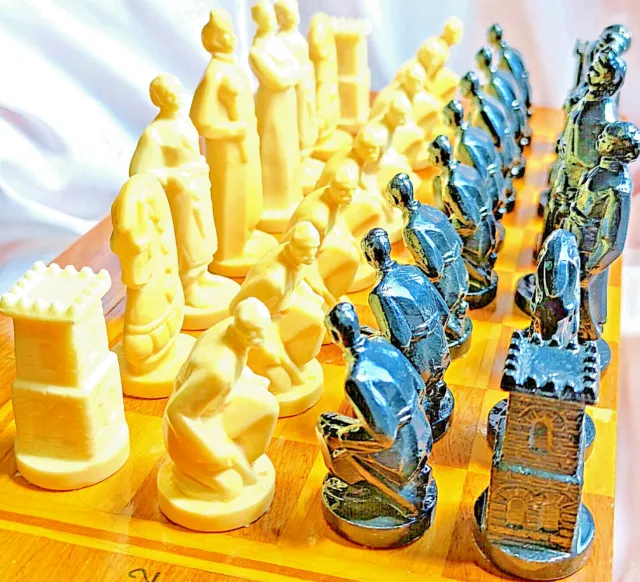 Very Big Chess Vintage USSR Soviet Set Plastic Russian Style Antique Rare Wood