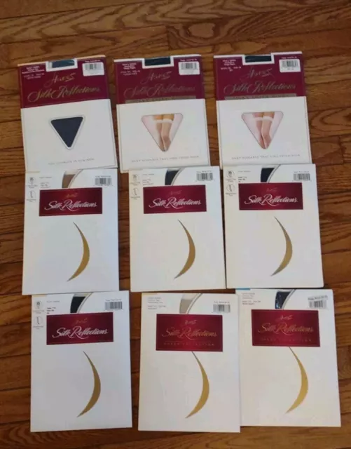 Lot of 9 NEW Asstd Hanes Silk Reflections Silky Sheer Pantyhose & Thigh High.SSH