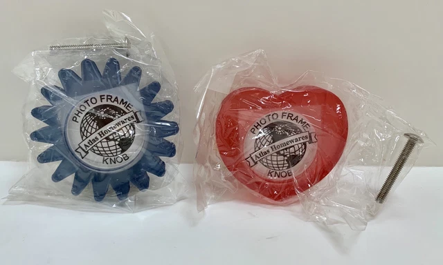 Atlas Homewares Photo Frame Door Knob / Cabinet Handle Blue Flower & Red Heart