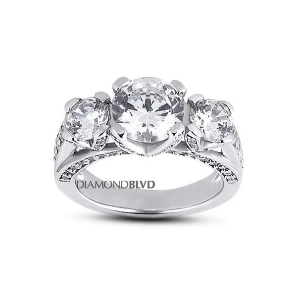 2.56 CT F SI2 Round Natural Diamonds Platinum Vintage Style Engagement Ring