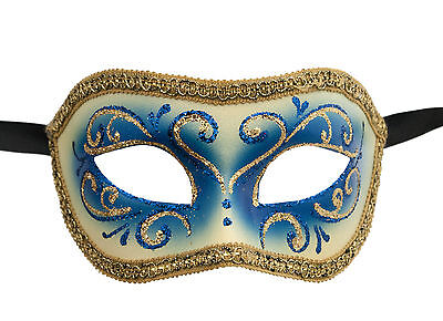 Mask from Venice Colombine Or Civet Blue And Golden for Fancy Dress 682