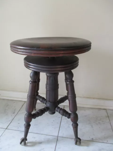 antique piano stool claw feet mahogany