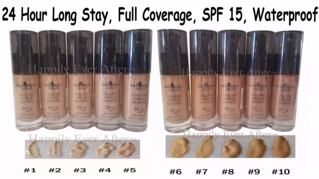 Long Stay Make Up Foundation- Waterproof, SPF 15, Full Coverage, Vegan