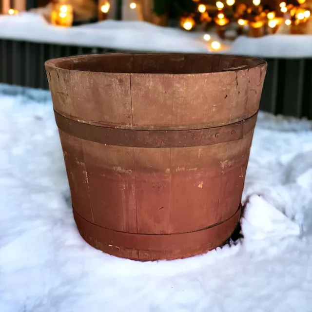 Antique New England Staved Wooden Maple Sap Bucket. Rustic Primitive 1800s #2