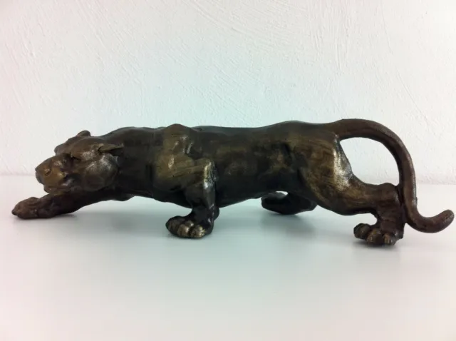 Panther Panthère Sculpture Puma Déco Fonte Bronze-Optique Léopard Statue Jaguar