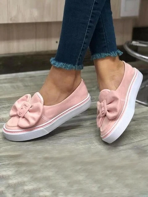 Ballerines Mocassins Chaussures Femme Élégant Rose en Daim Cuir Synthetique 1557
