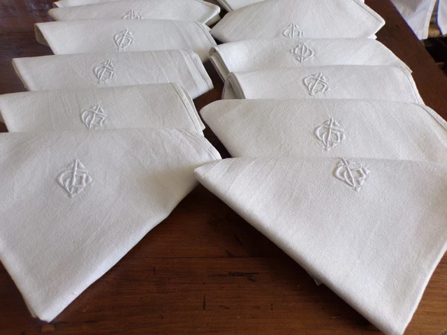 Nappes et serviettes anciennes monogramme