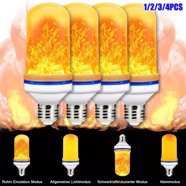 1-4X LED Flame Effect Fire Light Bulb E27 Simulated Flicker Xmas Party Decor kit