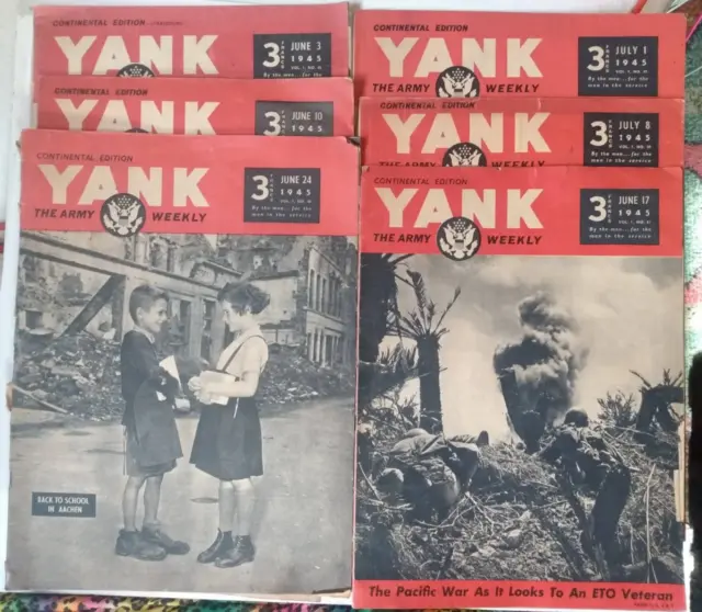 Yank Army Weekly Magazine Continental Edition Lot of 6 June July 1945 WWII