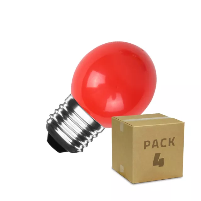 Pack 4 Bombillas LED E27 Casquillo Gordo 3W 300 lm G45 Rojas