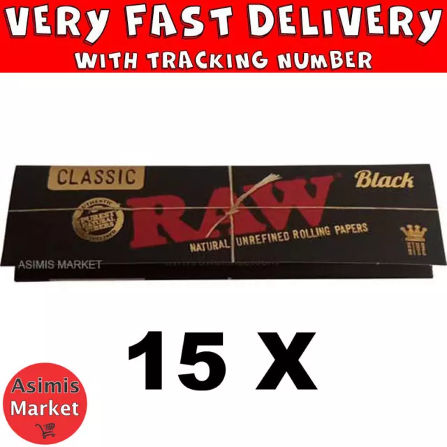 Raw Black Classic Wide King Size Rolling Papers Unrefined 15 x Packs No Box