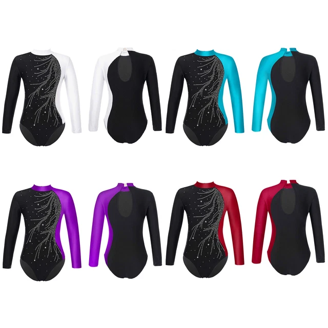 Mädchen Gymnastikanzug Set - Glitzer Turnanzug Mit EIN-Schulter Oberteil & Legging