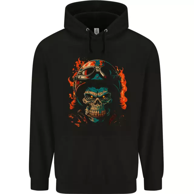 Biker Gorilla Skull Motorbike Motorcycle Mens 80% Cotton Hoodie
