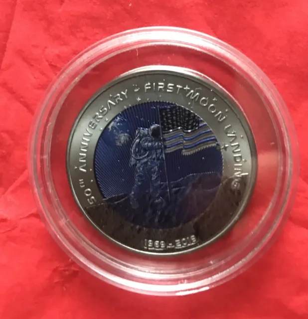 Ghana 2 cedis 50 Years Moon Landing Astronaut Space  titanium coin 2019