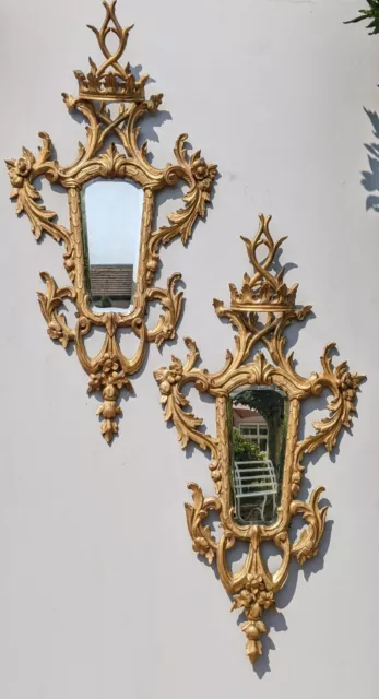 Mirrors. Fine Pair of 18th Century Carved Giltwood Mirrors. Northern Italian