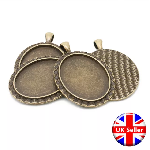 Antique Bronze 30mm x 40mm Oval Pendant Fob Blank Settings