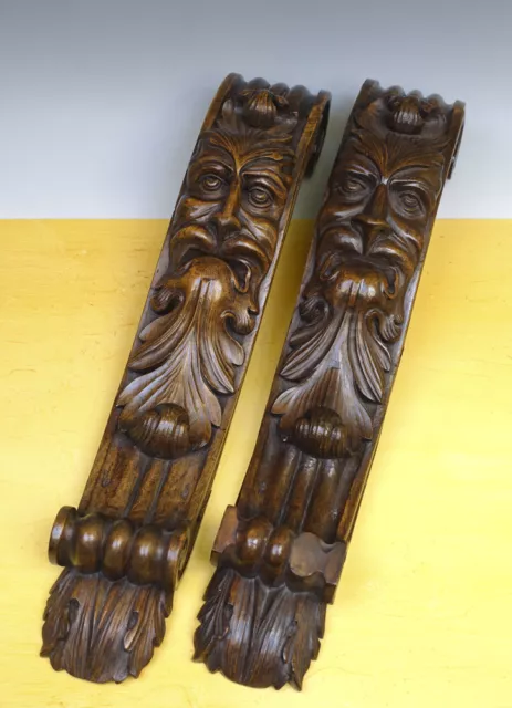 Antique beautiful Pair of Large Dutch/Flemish Walnut Sculptures/Kales Grotesques