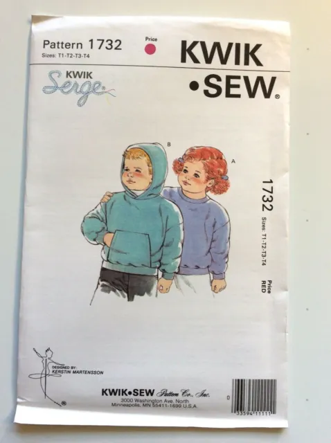 KWIK-SEW 1732  NEW AND UNOPENED....see details           Sizes: T1-T2-T3-T4