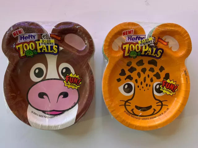 Sealed Hefty Zoo Pals 15 Pack Party Edition Paper Plates 7.75 - 2023  Release