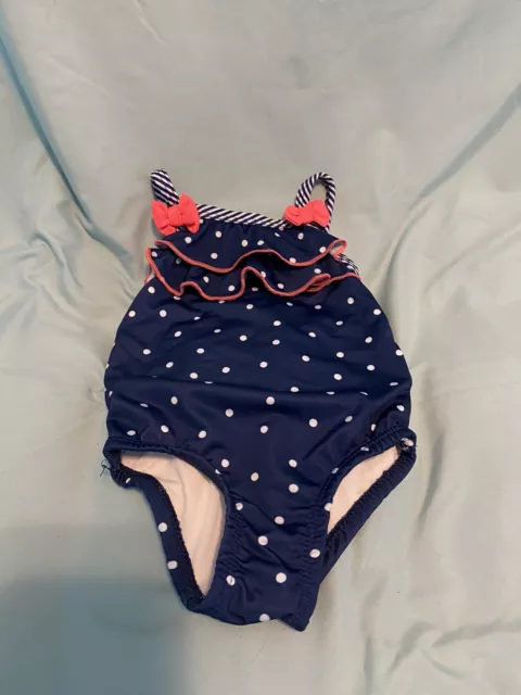 Penelope Mack Infant Toddler Girls Blue/white 1 Pc Swimsuit 12M Used
