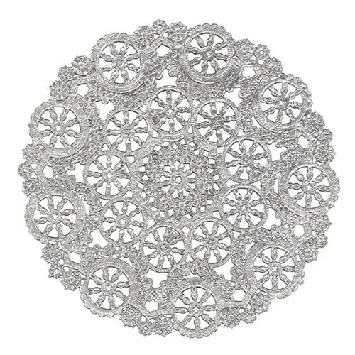 Royal Lace Round Foil Doilies, Silver, 10-Inch, 8 Foils per pack (B26506)