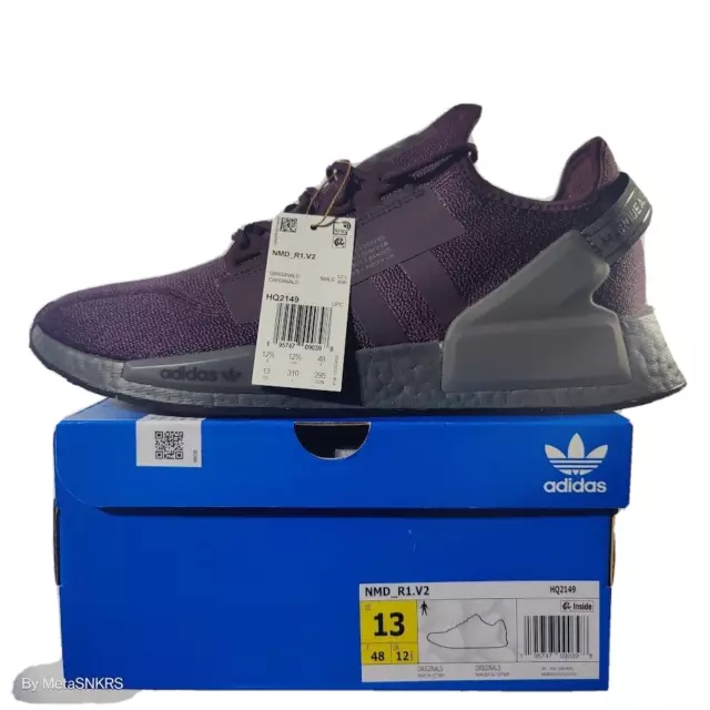 Adidas Nmd R1 V2 Men's US 13 Maroon Red Grey Boost Retro Runner Sport Style Mesh